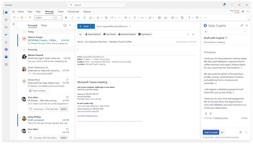 Meeting preparation in Dynamics 365 Sales 